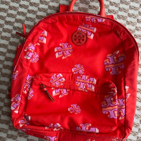 Tory Burch Red & Pink Backpack! Like New! - Picture 2 of 10